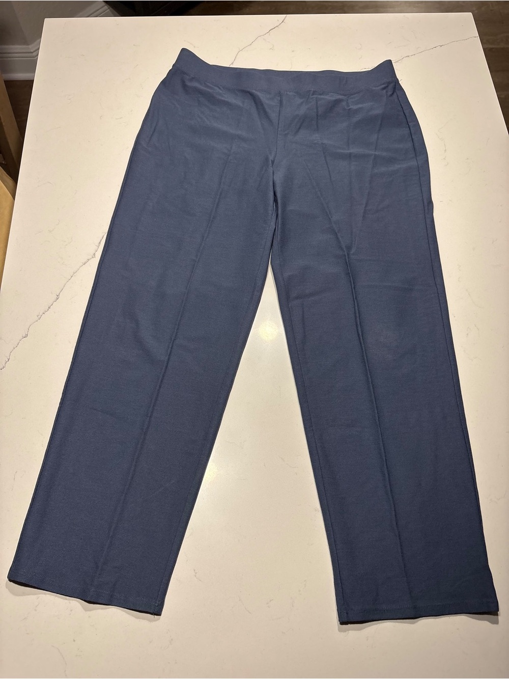Eileen Fisher Washable Stretch Crepe Slim Ankle, Pull-on Pants Medium Blue
